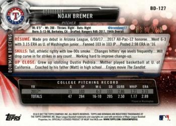 2017 Bowman Draft - Blue #BD-127 Noah Bremer Back