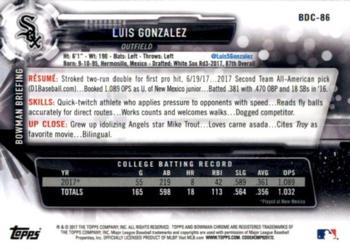 2017 Bowman Draft - Chrome #BDC-86 Luis Gonzalez Back