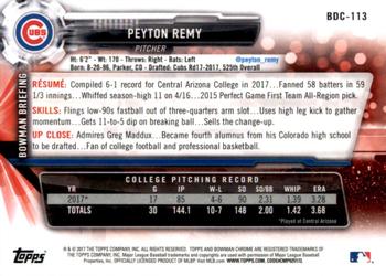 2017 Bowman Draft - Chrome #BDC-113 Peyton Remy Back