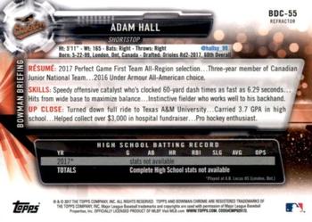 2017 Bowman Draft - Chrome Refractor #BDC-55 Adam Hall Back