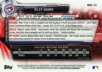 2017 Bowman Draft - Chrome Gold Refractor #BDC-13 Riley Adams Back