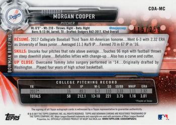 2017 Bowman Draft - Chrome Draft Pick Autographs Purple Refractor #CDA-MC Morgan Cooper Back