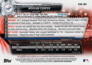 2017 Bowman Draft - Chrome Draft Pick Autographs Blue Wave Refractor #CDA-MC Morgan Cooper Back