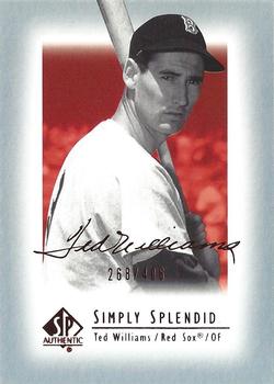 2003 SP Authentic - Simply Splendid #TW13 Ted Williams Front