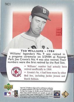 2003 SP Authentic - Simply Splendid #TW21 Ted Williams Back