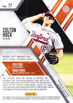 2017 Panini Elite Extra Edition - Autographs Status Die Cut Red #77 Colton Hock Back