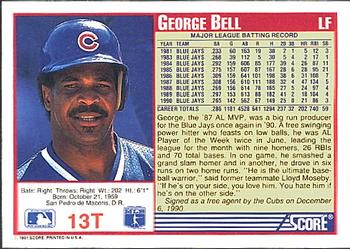 1991 Score Rookie & Traded #13T George Bell Back