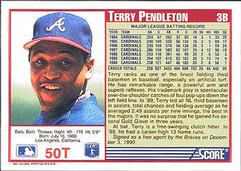 1991 Score Rookie & Traded #50T Terry Pendleton Back