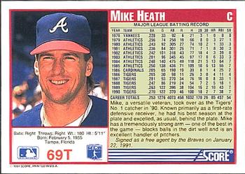 1991 Score Rookie & Traded #69T Mike Heath Back