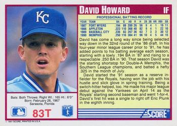 1991 Score Rookie & Traded #83T David Howard Back