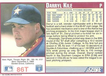 1991 Score Rookie & Traded #86T Darryl Kile Back