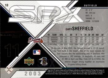2003 SPx #10 Gary Sheffield Back