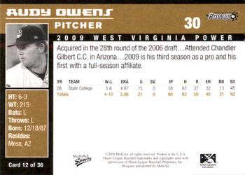 2009 MultiAd West Virginia Power #12 Rudy Owens Back