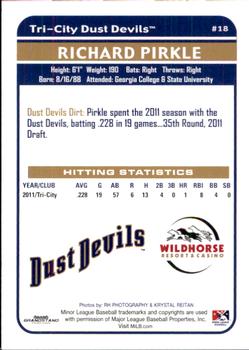 2012 Grandstand Tri-City Dust Devils #NNO Richard Pirkle Back