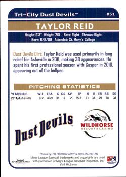 2012 Grandstand Tri-City Dust Devils #NNO Taylor Reid Back