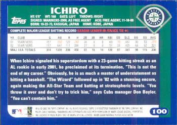 2003 Topps #100 Ichiro Back
