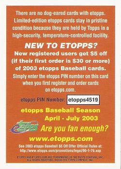 2003 Topps #NNO Dog Ears Back