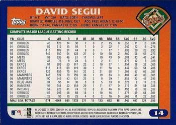 2003 Topps #14 David Segui Back