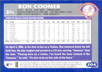 2003 Topps #204 Ron Coomer Back