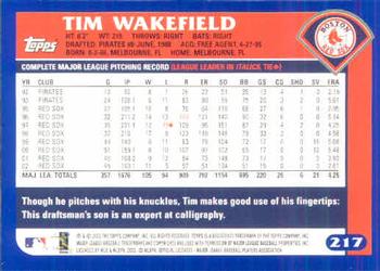 2003 Topps #217 Tim Wakefield Back