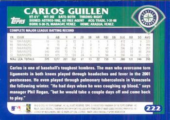 2003 Topps #222 Carlos Guillen Back