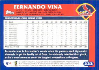 2003 Topps #223 Fernando Vina Back
