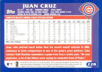 2003 Topps #228 Juan Cruz Back