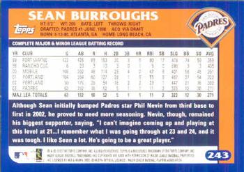 2003 Topps #243 Sean Burroughs Back