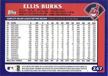 2003 Topps #247 Ellis Burks Back