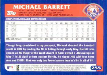 2003 Topps #255 Michael Barrett Back