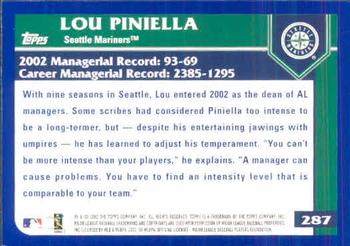 2003 Topps #287 Lou Piniella Back