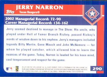 2003 Topps #290 Jerry Narron Back