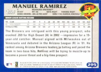 2003 Topps #295 Manuel Ramirez Back