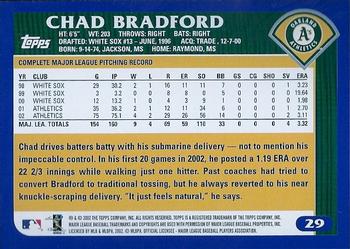 2003 Topps #29 Chad Bradford Back