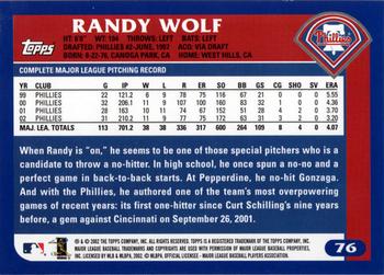 2003 Topps #76 Randy Wolf Back