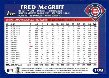2003 Topps #108 Fred McGriff Back