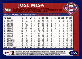 2003 Topps #165 Jose Mesa Back