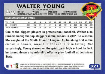 2003 Topps #321 Walter Young Back