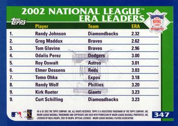 2003 Topps #347 Randy Johnson / Greg Maddux / Tom Glavine Back