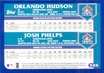 2003 Topps #326 Orlando Hudson / Josh Phelps Back