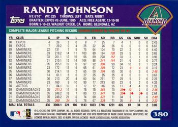 2003 Topps #380 Randy Johnson Back