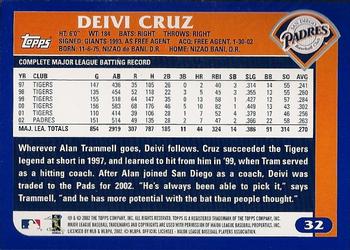2003 Topps #32 Deivi Cruz Back