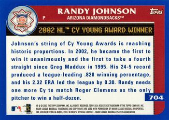 2003 Topps #704 Randy Johnson Back