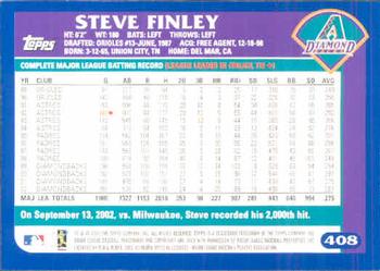 2003 Topps #408 Steve Finley Back