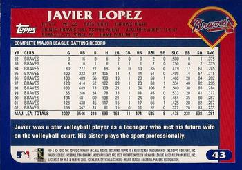 2003 Topps #43 Javier Lopez Back