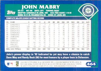 2003 Topps #464 John Mabry Back