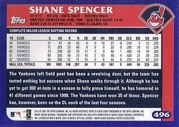 2003 Topps #496 Shane Spencer Back