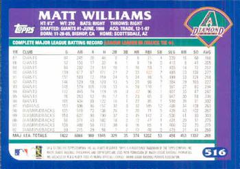 2003 Topps #516 Matt Williams Back