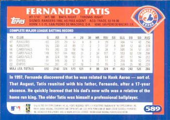 2003 Topps #589 Fernando Tatis Back
