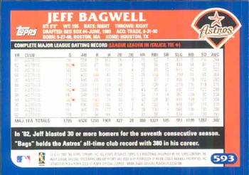 2003 Topps #593 Jeff Bagwell Back